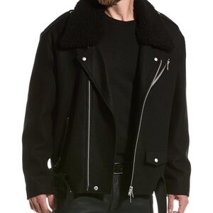 AllSaints Men's Medium Black Mard Wool-blend Biker Jacket